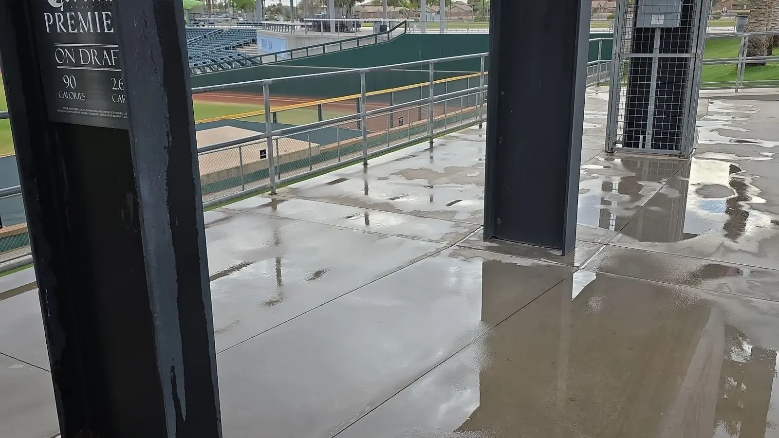 Freshly cleaned concourse overlooking Goodyear Ballpark